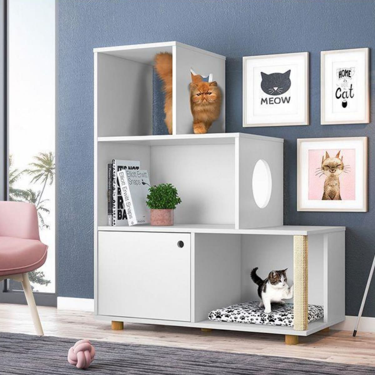 Estante Mascota Cat Siames - Blanco