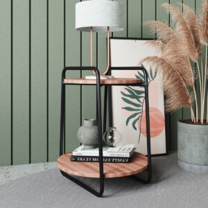 Mesa de Apoyo 55x45 Milan - Negro / Castaño