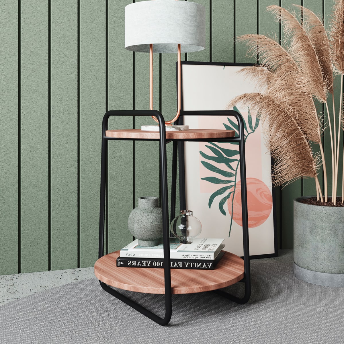 Mesa de Apoyo 55x45 Milan - Negro / Castaño