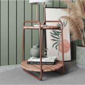 Mesa de Apoyo 60x54 Milan - Oro Envejecido / Castaño