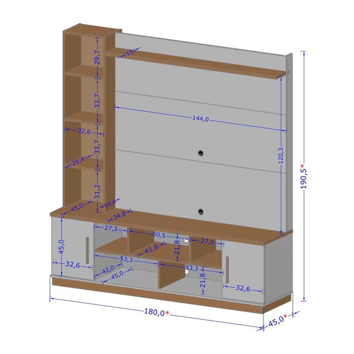 Centro de Entretenimiento Rack TV 60" Prestige - Negro / Canela / Marmol - Imagen 3