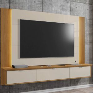 Panel Rack Tv 70" Qatar - Blanco Invierno / Canela