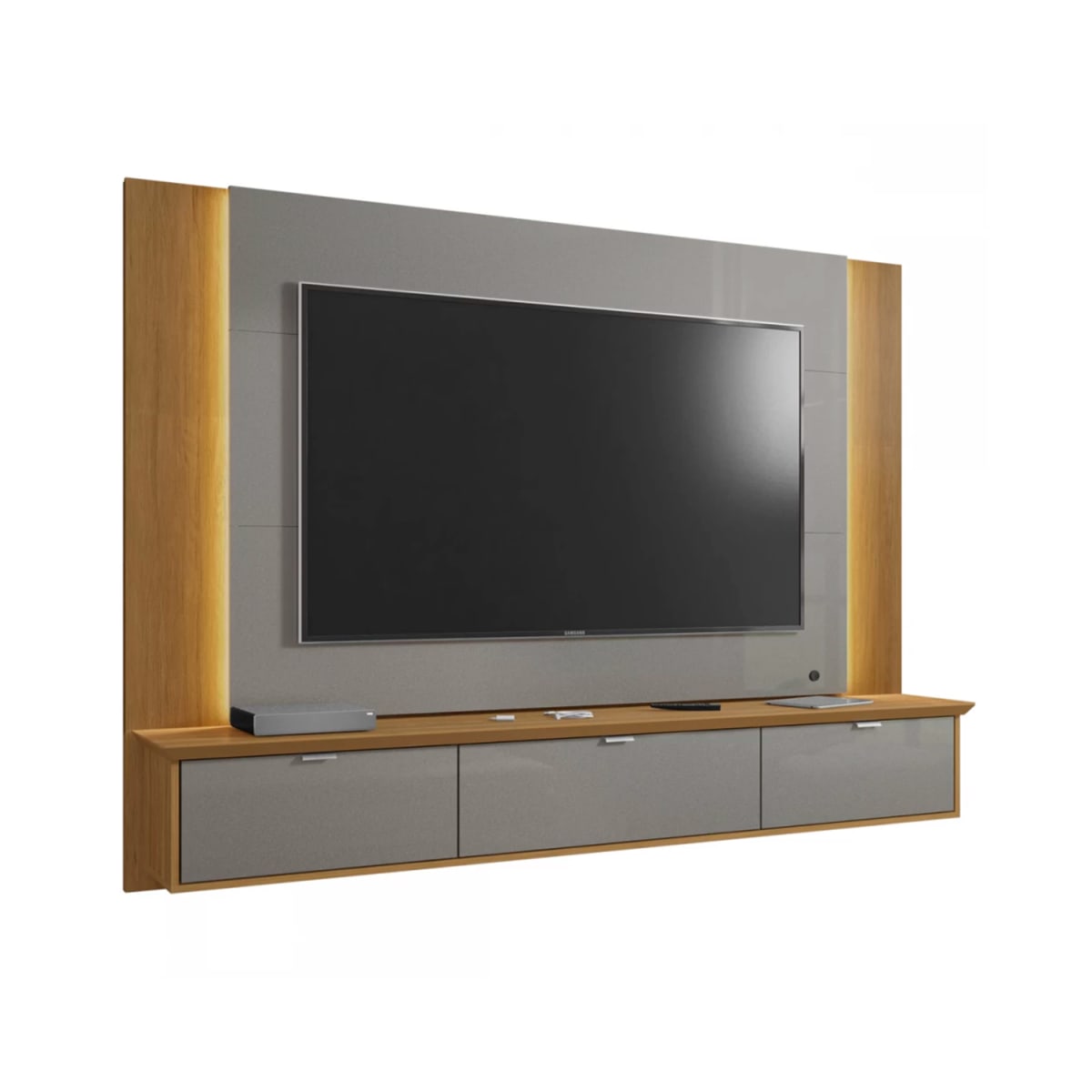 Panel Rack Tv 70" Qatar - Titanium / Canela - Imagen 2