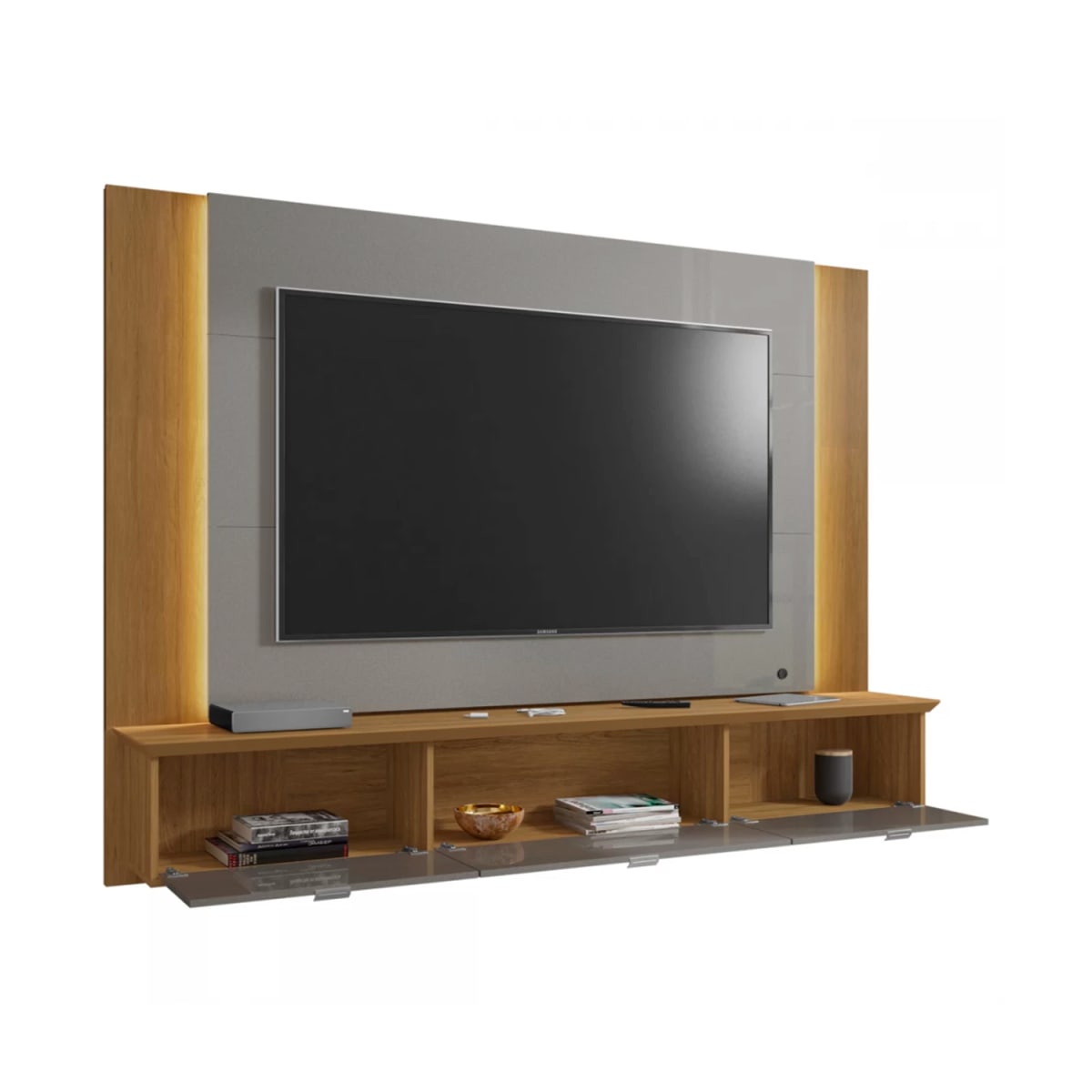 Panel Rack Tv 70" Qatar - Titanium / Canela - Imagen 3
