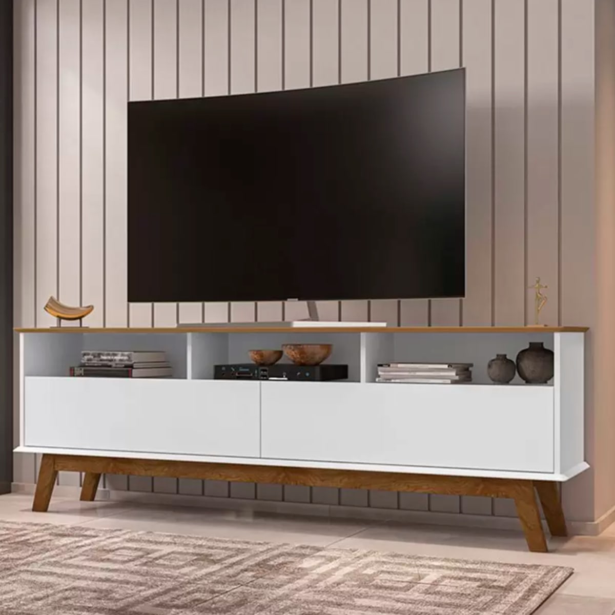 Rack Tv 65" Elegant - Canela / Blanco