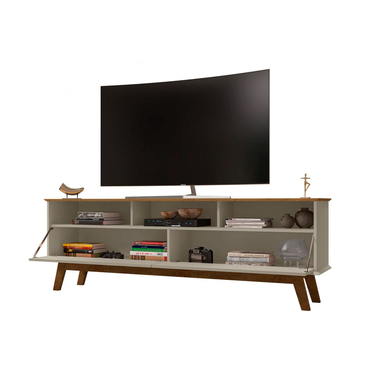 Rack Tv 65" Elegant - Canela / Blanco Invierno - Imagen 3