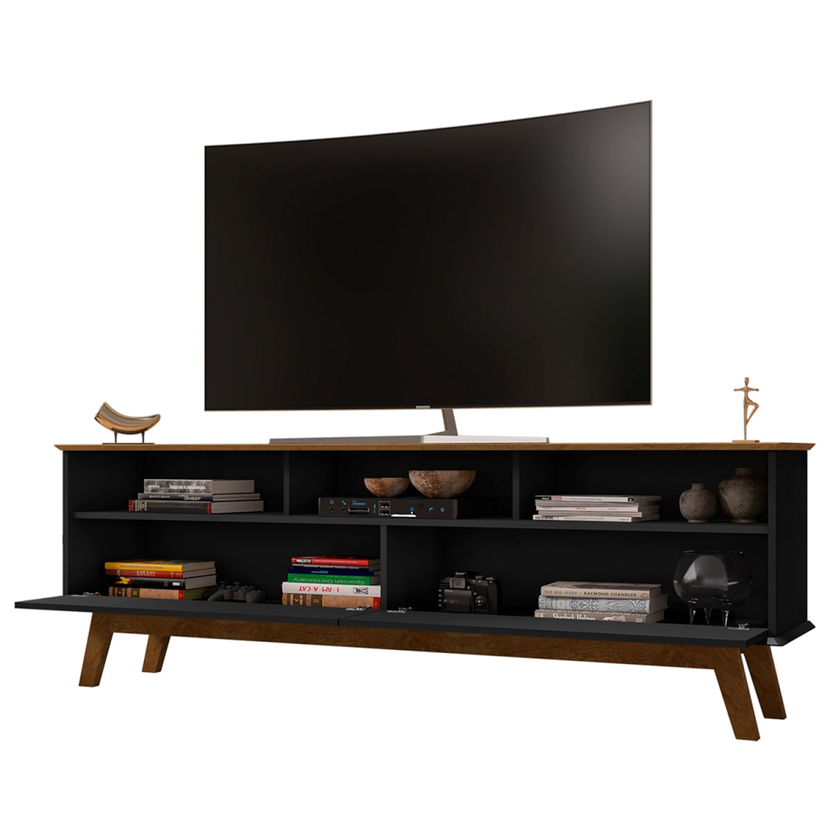 Rack Tv 65" Elegant - Canela / Negro - Imagen 3