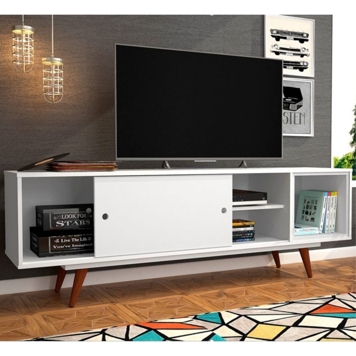 Rack Tv 70" Retro50 - Blanco