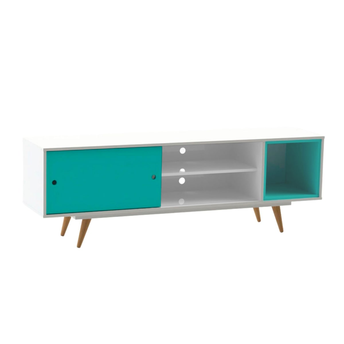 Rack Tv 70" Retro50 - Blanco / Turquesa - Imagen 2