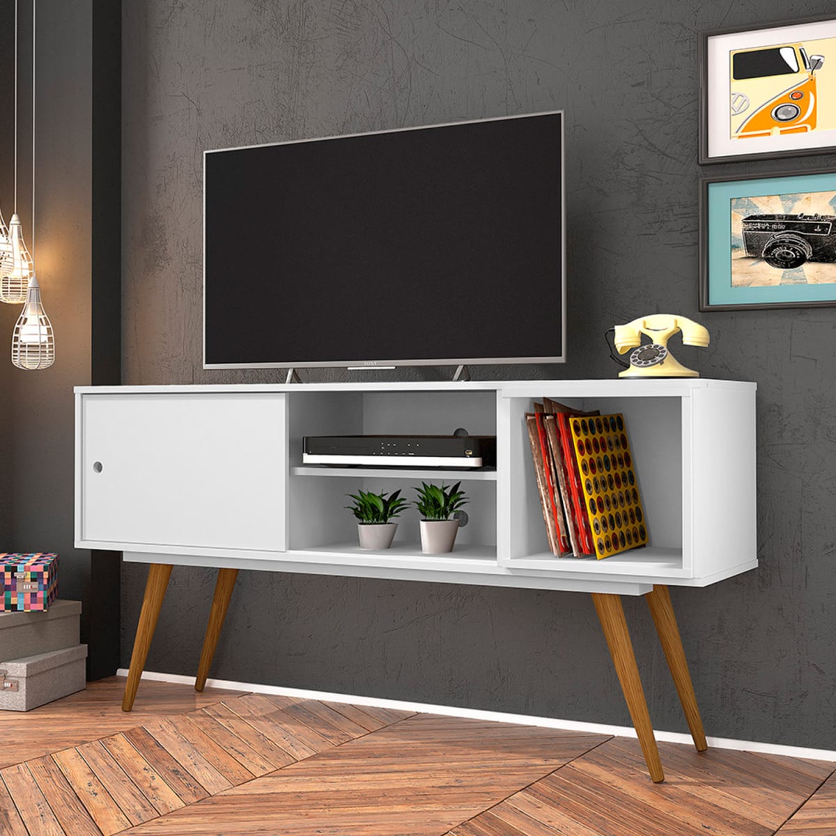 Rack Tv 60" Retro65 - Blanco