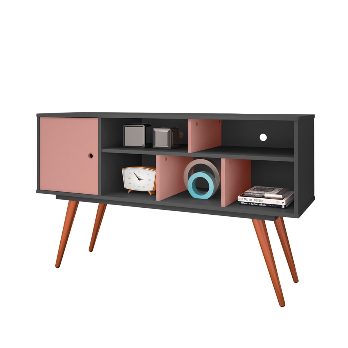 Rack Tv 50" Retro75 - Grafito / Rosa - Imagen 2
