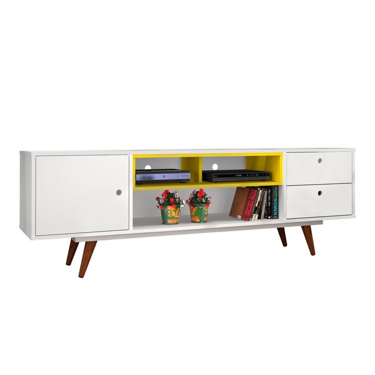 Rack Tv 70" Retro80 - Blanco / Amarillo - Imagen 2