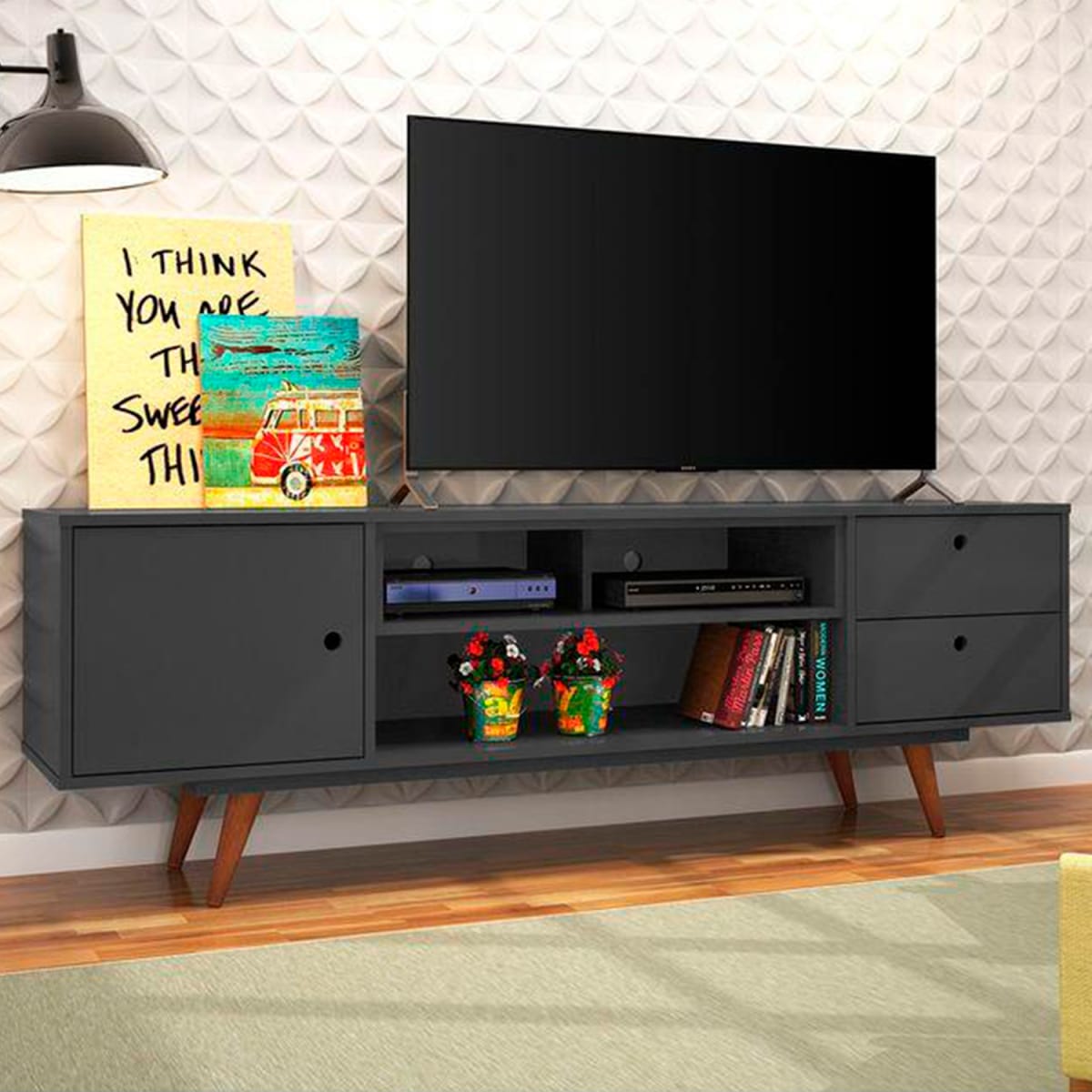 Rack Tv 70" Retro80 - Negro