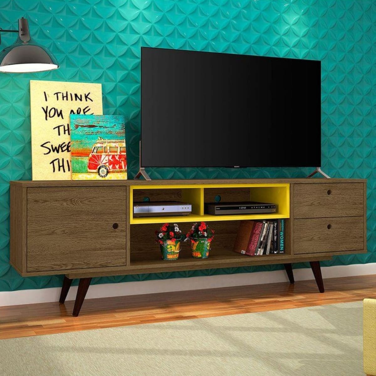 Rack Tv 70" Retro80 - Rústico / Amarillo
