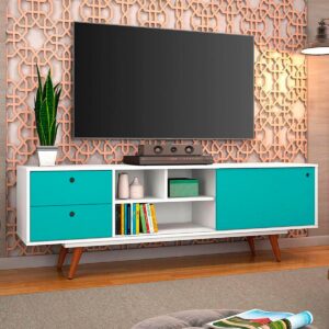 Rack Tv 70" Retro85 - Blanco / Turquesa