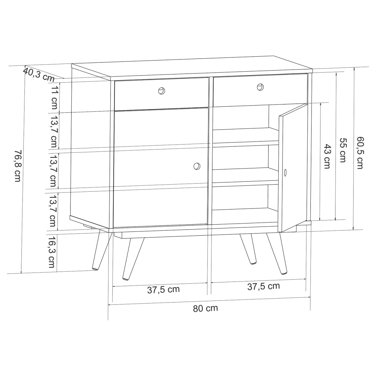 Aparador Buffet Retro90 - Blanco - Imagen 4