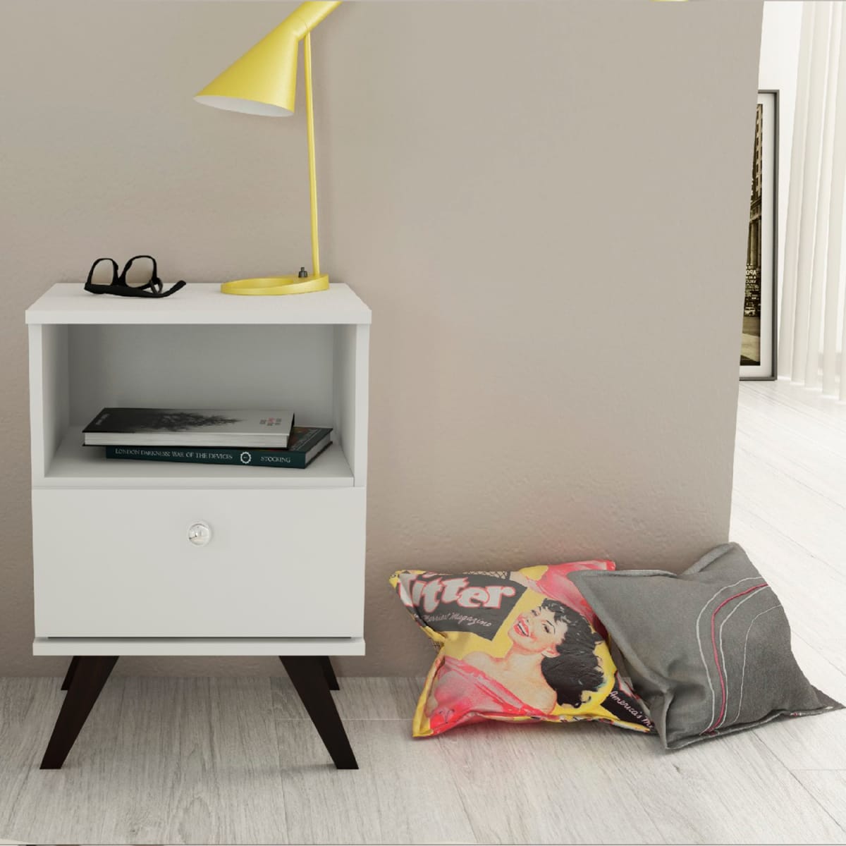 Velador Retro 1 Cajón - Blanco