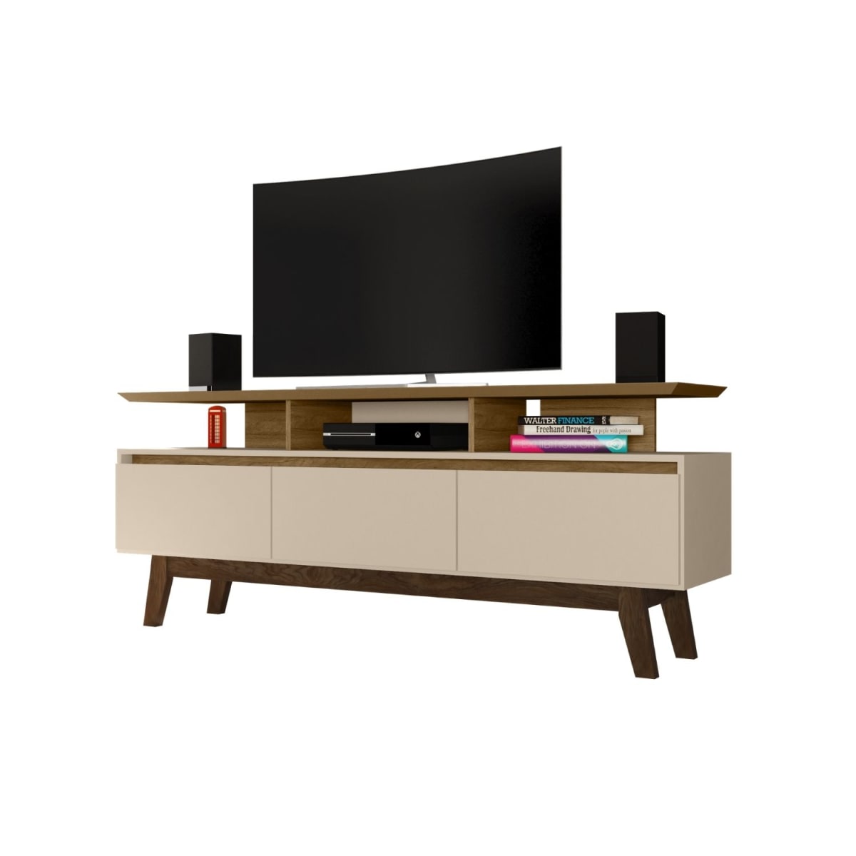 Rack Tv 60" Rubí - Canela / Blanco Invierno - Imagen 3