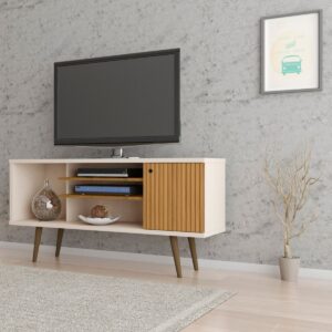 Rack Tv 55" Safira - Blanco Invierno / Canela / Ripado
