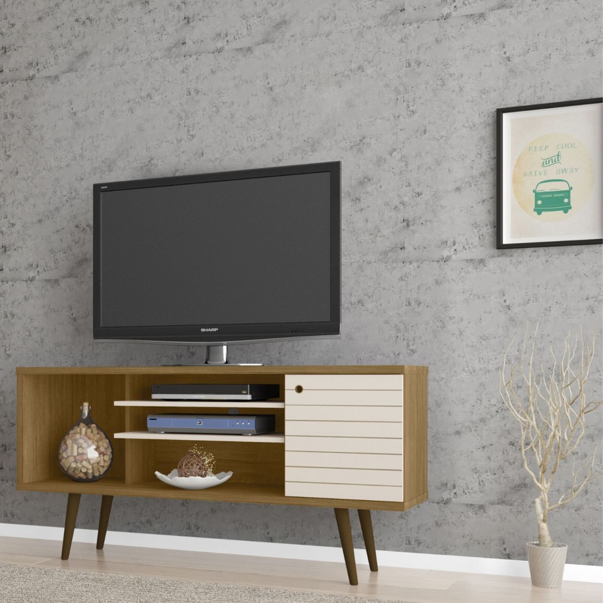Rack Tv 55" Safira - Canela / Blanco Invierno