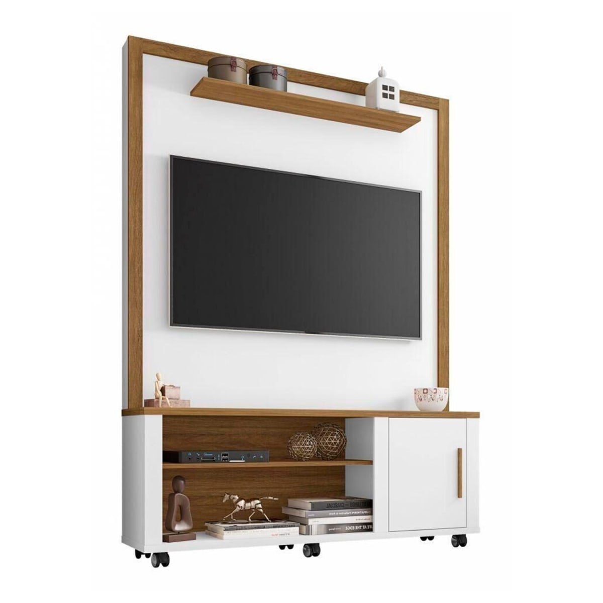 Centro De Entretenimiento Rack Tv 55" Smart - Blanco / Canela - Imagen 2