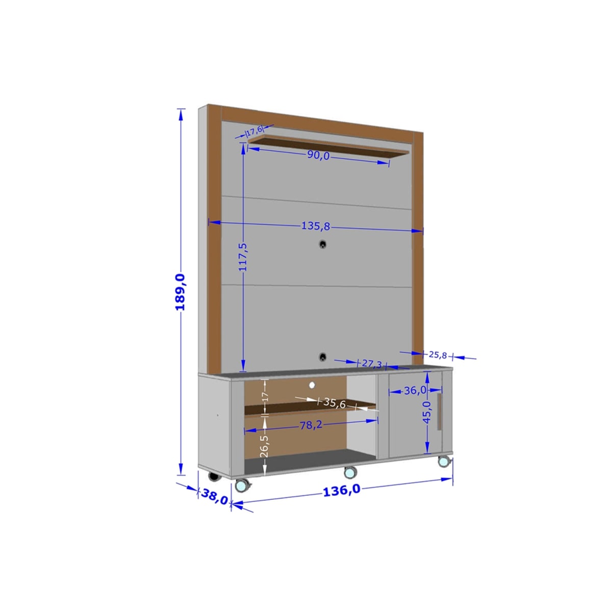 Centro De Entretenimiento Rack Tv 55" Smart - Blanco / Canela - Imagen 4