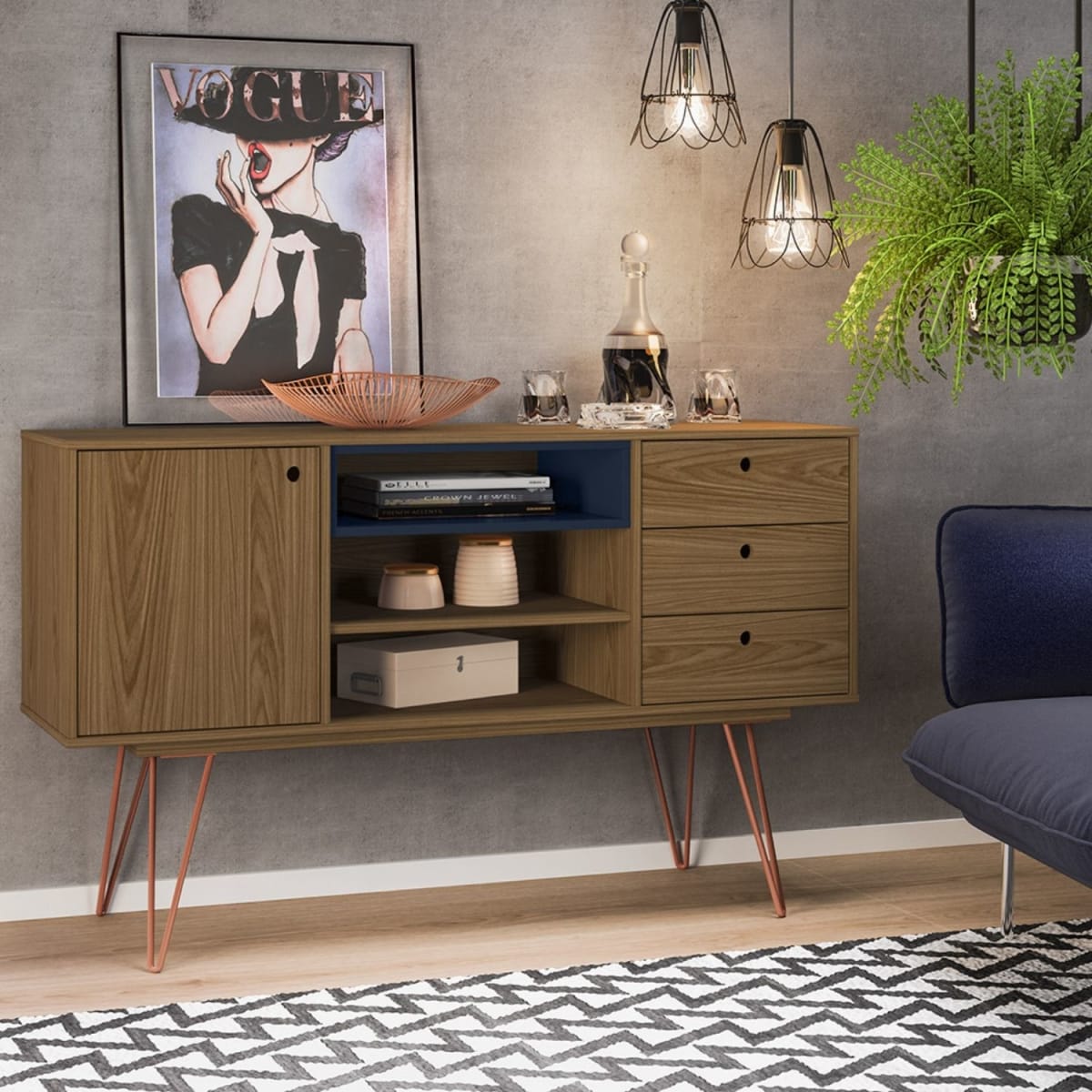 Aparador Buffet Retro Taranto - Azul / Navy