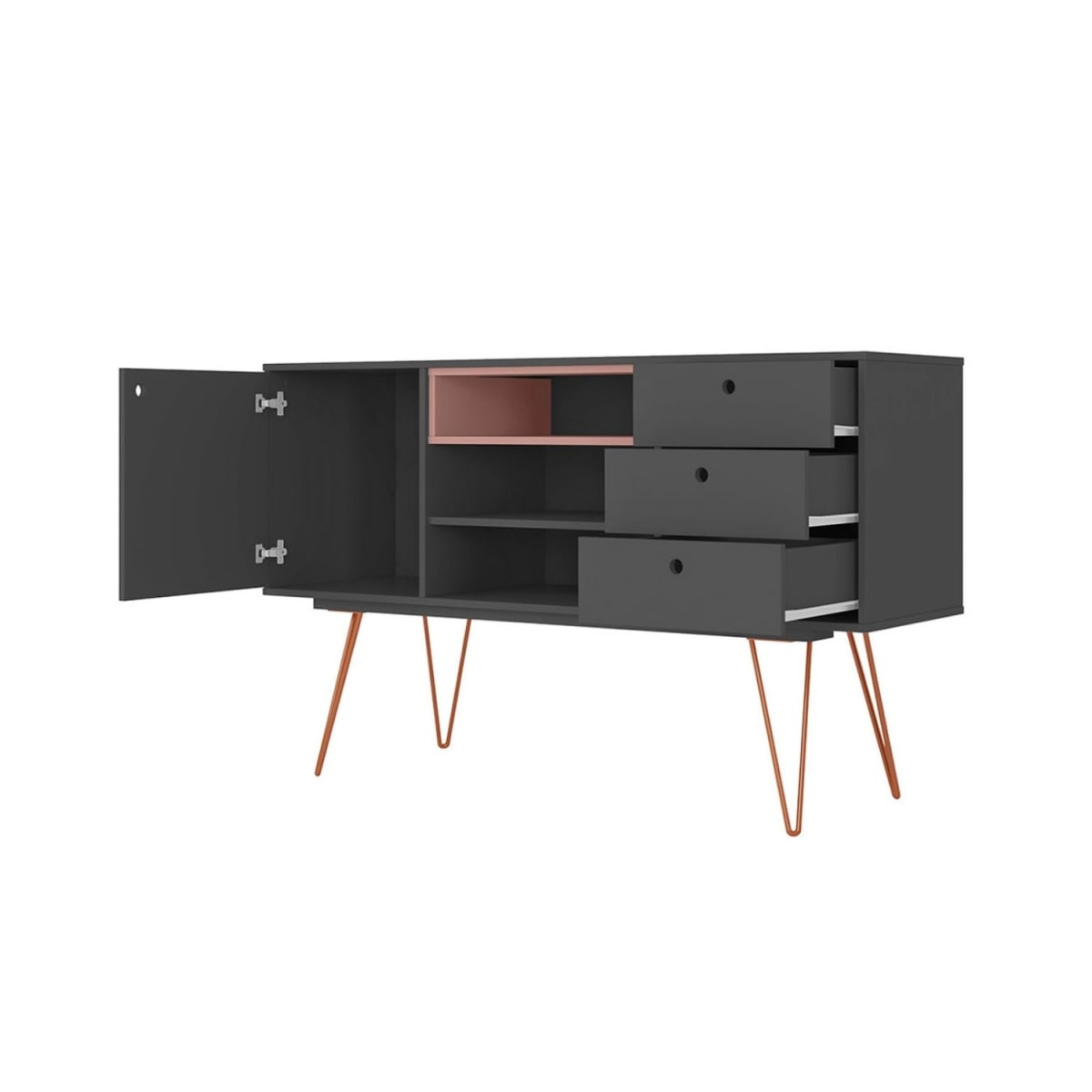 Aparador Buffet Retro Taranto - Grafito / Rosa - Imagen 2