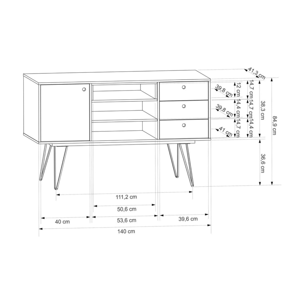 Aparador Buffet Retro Taranto - Azul / Navy - Imagen 3