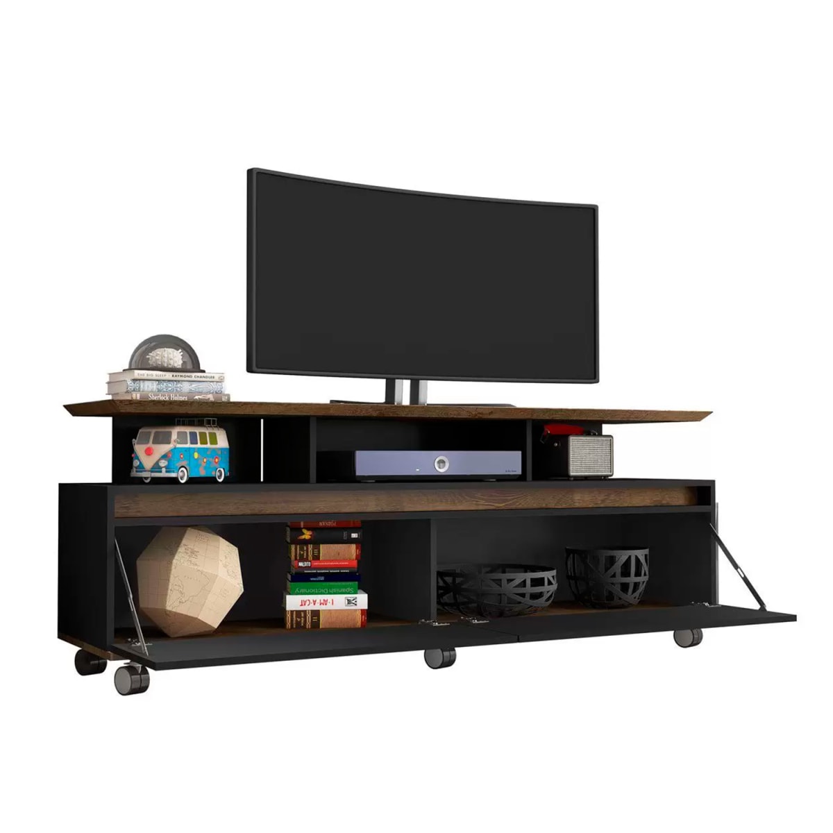 Rack Tv 60" Texas - Rústico / Negro - Imagen 3