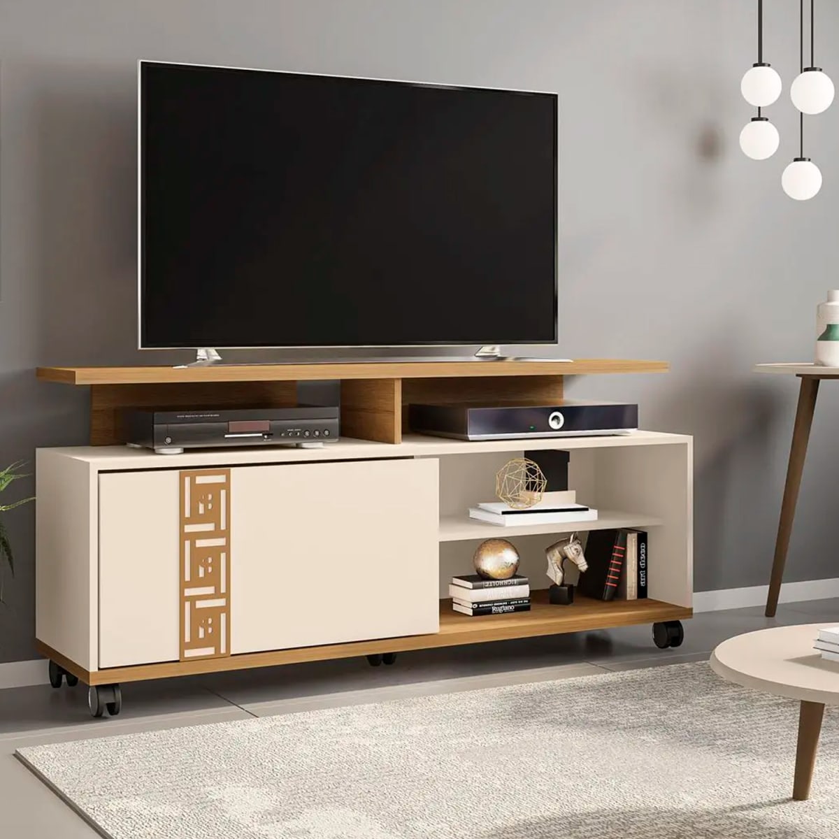 Rack Tv 52" Topazio - Canela / Blanco Invierno