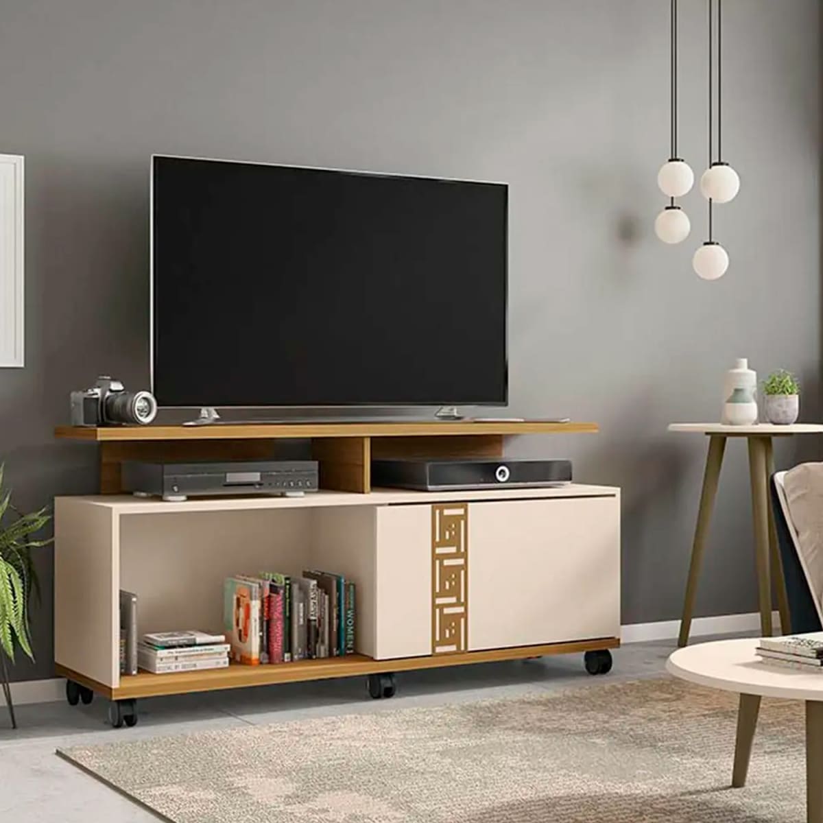 Rack Tv 52" Topazio - Canela / Blanco Invierno - Imagen 2