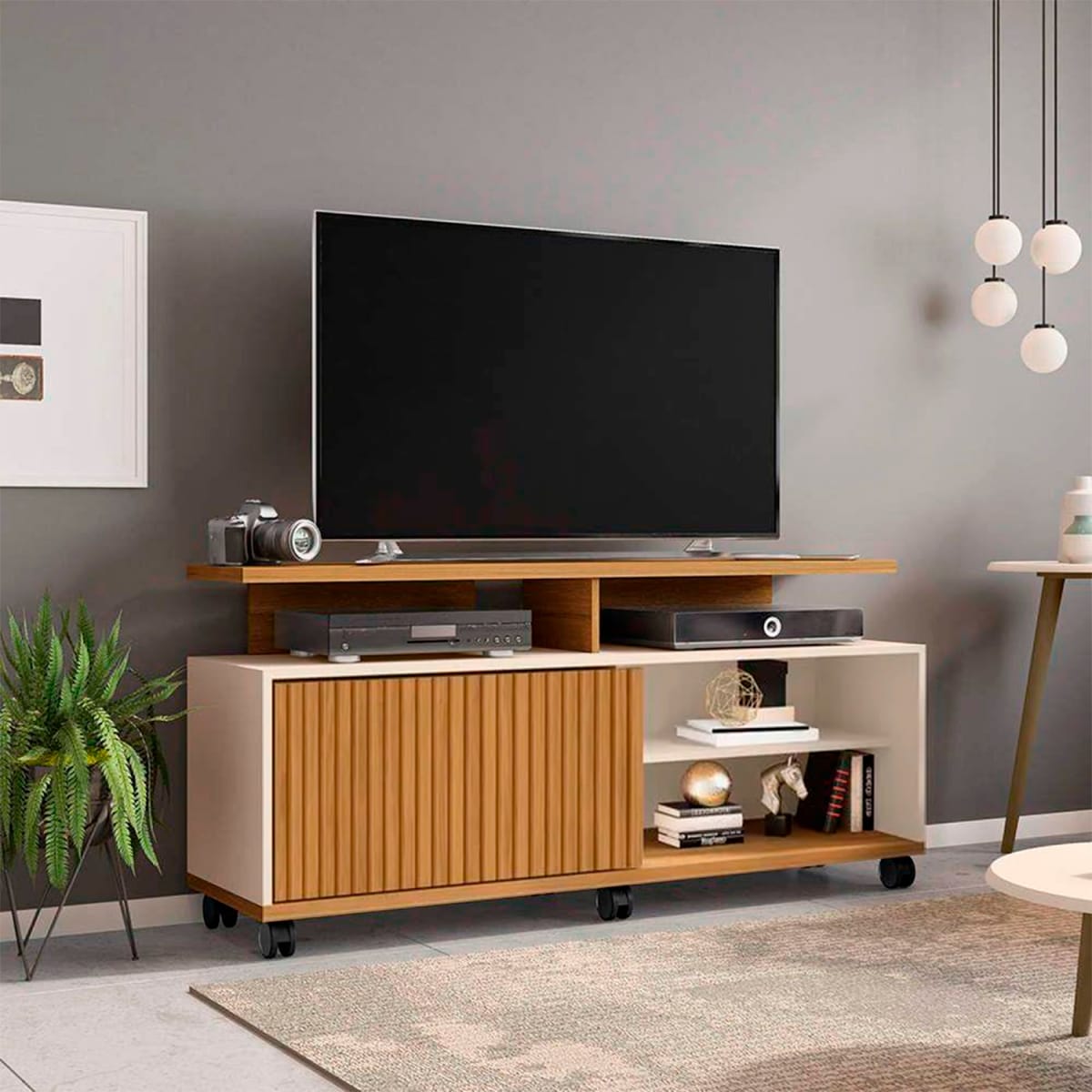 Rack Tv 52" Topazio - Blanco Invierno / Canela Ripado - Imagen 2