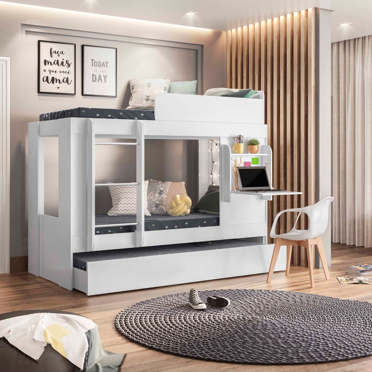 Camarote 1 Plaza + Cama Nido Sleep - Blanco - Imagen 2