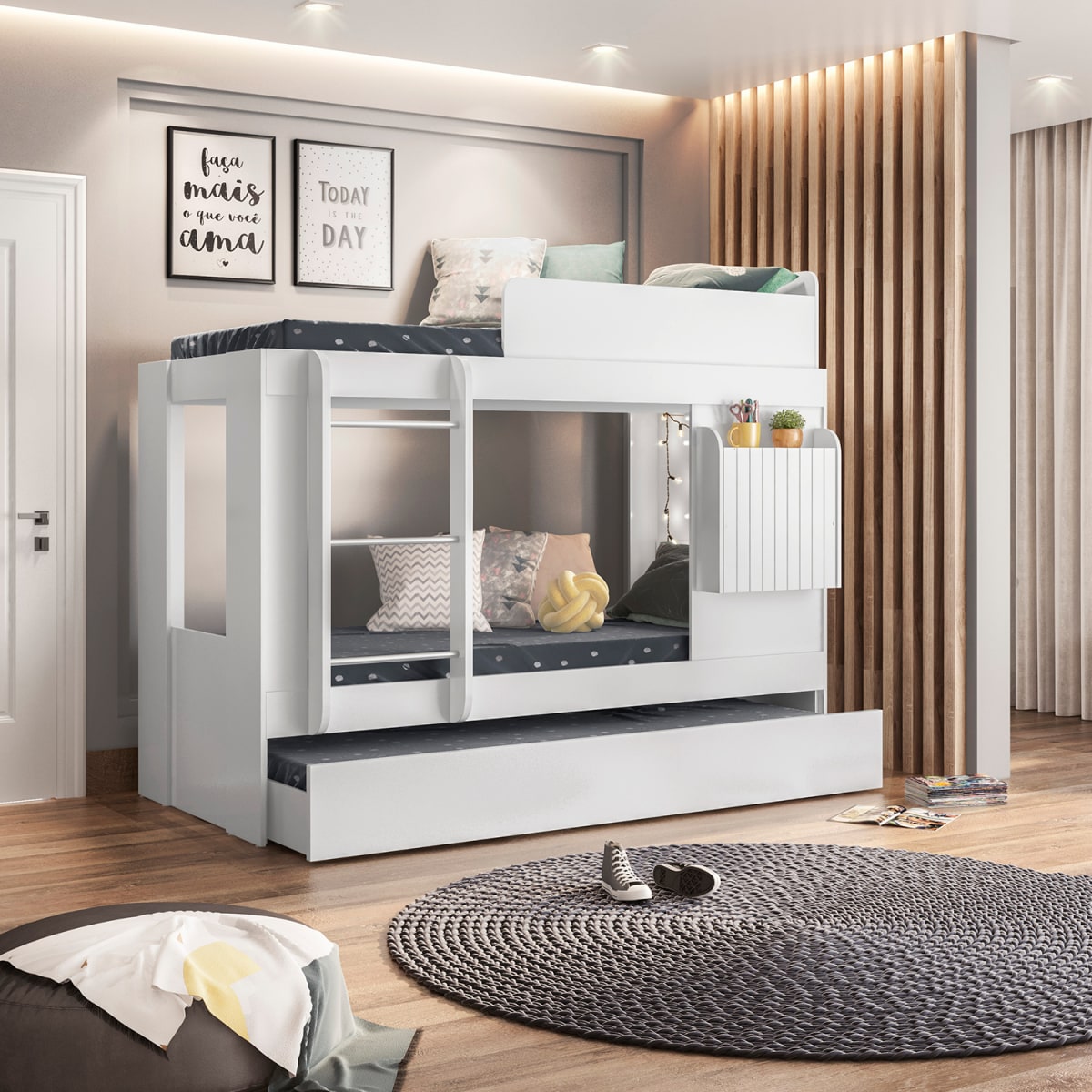 Camarote 1 Plaza + Cama Nido Sleep - Blanco