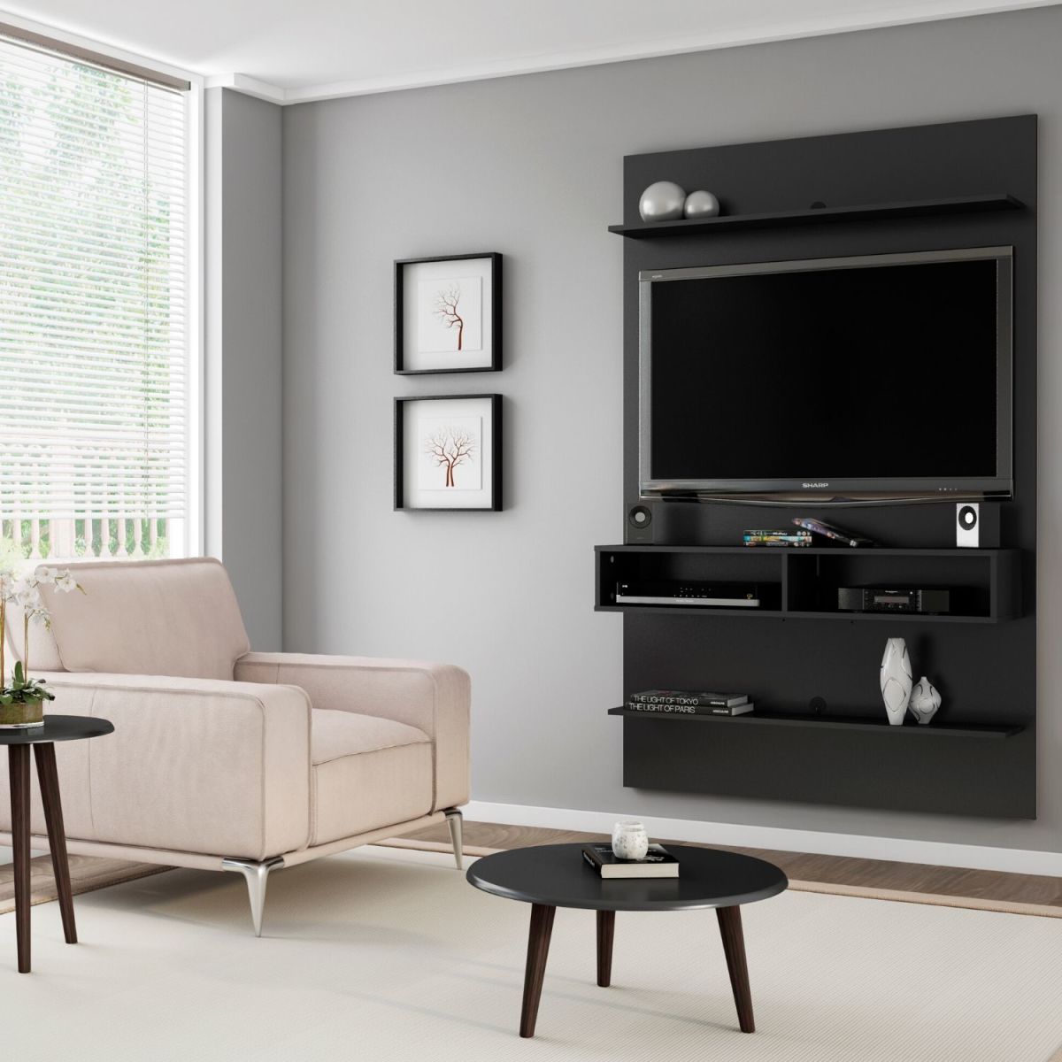 Panel Rack Tv 47" Vega - Negro