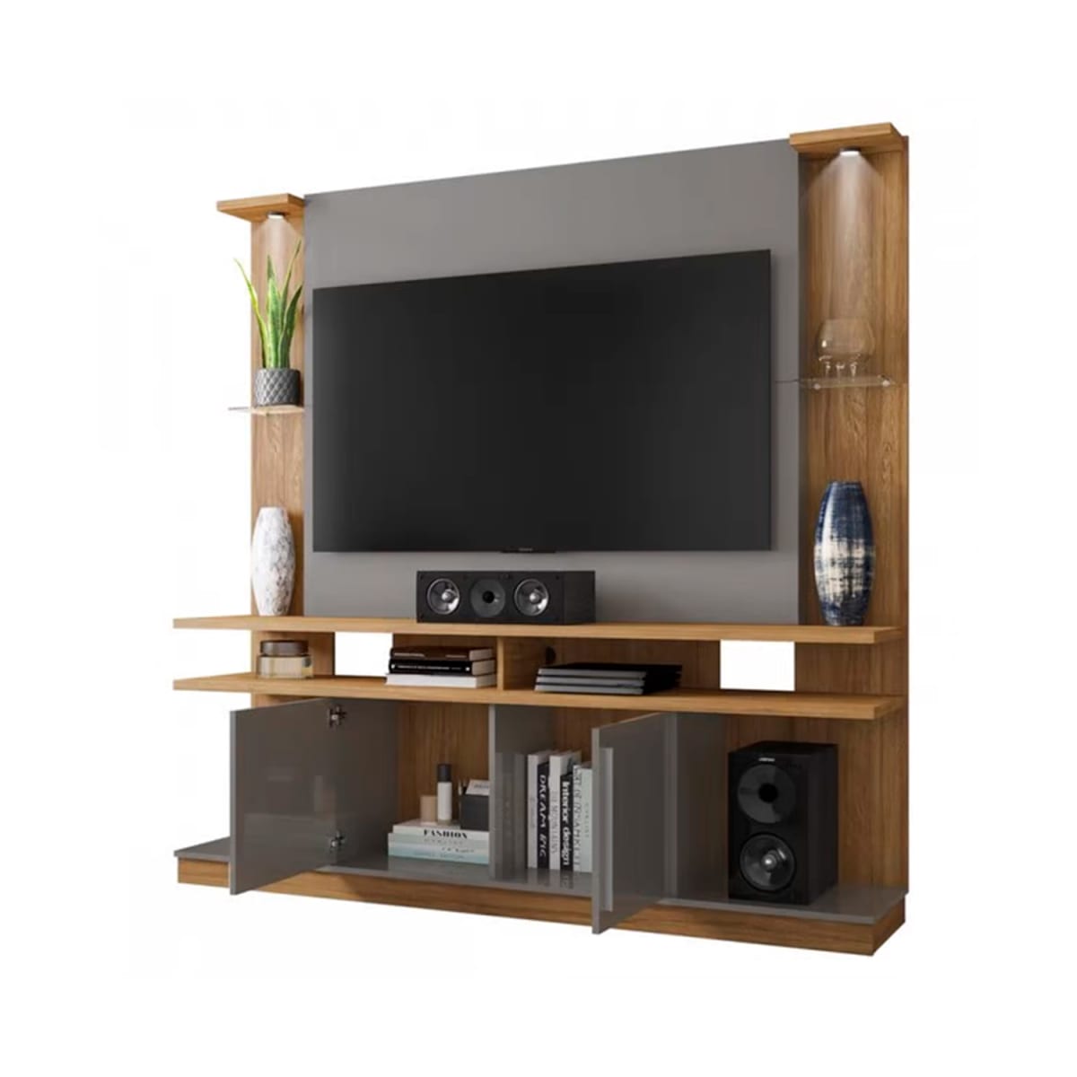Centro de Entretenimiento Rack Tv 60" York - Canela / Titanium - Imagen 3