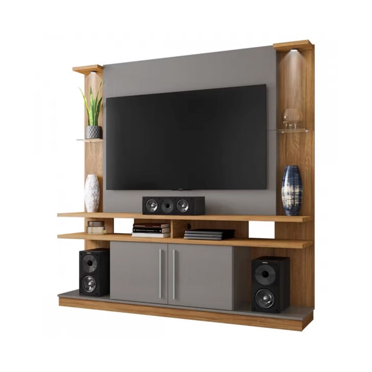 Centro de Entretenimiento Rack Tv 60" York - Canela / Titanium - Imagen 2